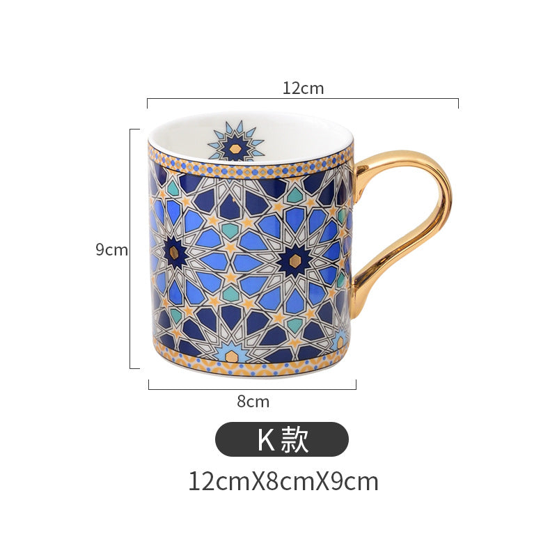 Moroccan Style Gold Ceramic Coffee Mug Office Water Cup Home Breakfast Milk Cup Couple Creative Gift