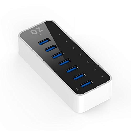 [7 Ports, 12V 3A 36W Power] QZ Active Powered USB Hub, 7 Port USB Hub with 12V 3A 36W Power Adapter, USB 3.1 Gen 1