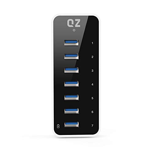 [7 Ports, 12V 3A 36W Power] QZ Active Powered USB Hub, 7 Port USB Hub with 12V 3A 36W Power Adapter, USB 3.1 Gen 1