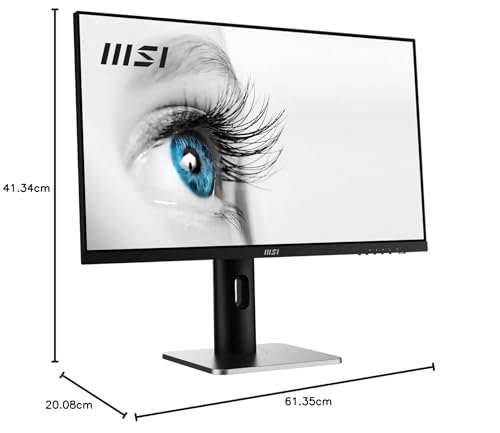 MSI PRO MP273QP 27 Inch WQHD (2560x1440) 75Hz Refresh Rate, IPS Panel with Eye-Friendly Technology, VESA-Mount Supported, Tilt/Swivel/Height/Pivot Adjustable Monitor, Black