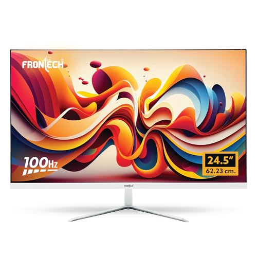 FRONTECH Ultima Series 24.5 Inch LED Monitor| Refresh Rate 100Hz, IPS Panel | Full HD 1080p, Bezel Less Design | HDMI & VGA Ports (MON-0087, White)