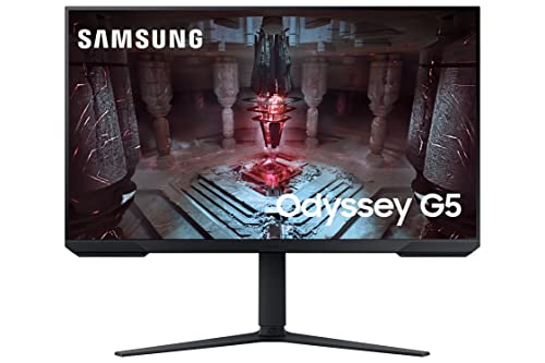 Samsung Odyssey G5 Gaming Monitor 80cm (32") QHD 2560 X 1440, 165 Hz, 1ms(MPRT), HDR10, AMD Freesync, DP, HDMI, Height, Tilt, Pivot Adjust Stand, Bezel Less, Eye-Saver, LS32CG510EWXXL, Black