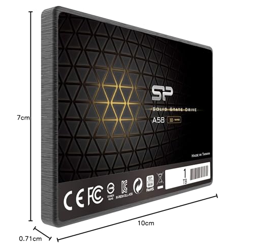 Silicon Power Ace A58 1TB 2.5 Inch SATA III SSD, 3D NAND with SLC Cache, Up to 500MB/s, Internal Solid State Drive for Desktop Laptop Computer
