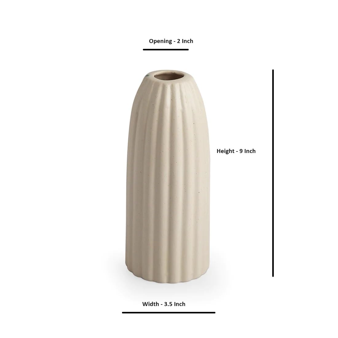 Ribbed Pipe Ceramic Vase for Flowers, Pampas Grass, or Live Plants | Decorative Home & Office Centerpiece Gift – No Flowers- (White, 6 Inch)