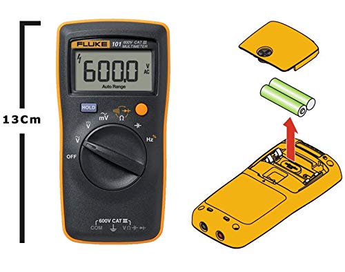 Fluke 101 Digital Multimeter 6000 Counts Volt Meter IP40 AC/DC Volt & Ohm Tester Continuity Test with Buzzer Portable Electrical Tool Tests Live Wire