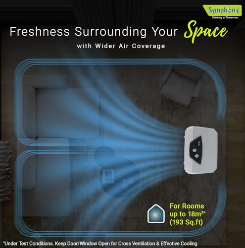 Symphony HiFlo 40 Personal Air Cooler For Home with Powerful Blower, Honeycomb Pads, i-Pure Technology and Low Power Consumption (40L, Light Grey)