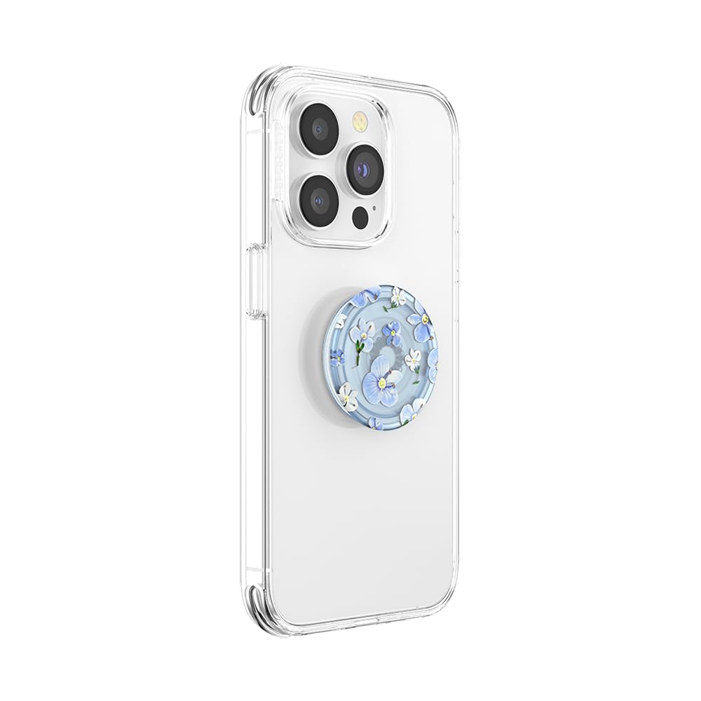 PopSockets Plant-Based Phone Grip with Expanding Kickstand, PopSockets for Phone - Translucent Blue Fields