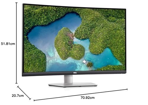 Dell 32" (81.28 cm) Curved 4K UHD Monitor - S3221QS, Resolution 3840 x 2160 at 60 Hz, VA-Panel, AMD FreeSync, Built in Dual 5w Speakers, 2 x HDMI, DisplayPort 1.2, 3 xUSB 3.0, Audio line-Out