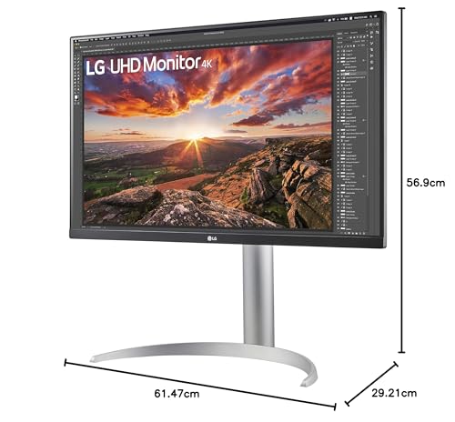 LG 27Up850-W Monitor 27 Inch Uhd (3840 X 2160) Ips Display, Vesa Displayhdr 400, Dci-P3 95% Color Gamut, Usb-C,3-Side Virtually Borderless Display, Height/Pivot/Tilt Adjustable Stand - Silver