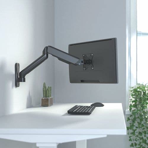 Jin Office Wall Mounted Monitor Stand for 13-32 Inch Monitors| 8Kg Weight Capacity| Gas Spring Monitor Stand for Wall | Adjustable Metal Wall Monitor Arm Mount | (Black)
