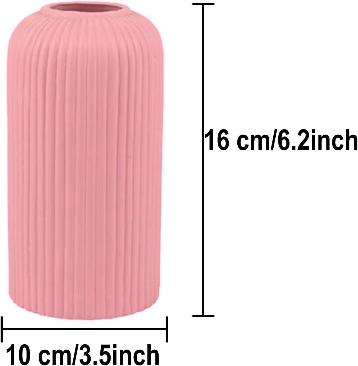 Ribbed Pipe Ceramic Vase for Flowers, Pampas Grass, or Live Plants | Decorative Home & Office Centerpiece Gift – No Flowers- (White, 6 Inch)