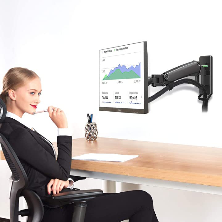 17-27 Inch Gas Spring TV Monitor Wall Mount Bracket Full Motion Articulating Swivel for Display