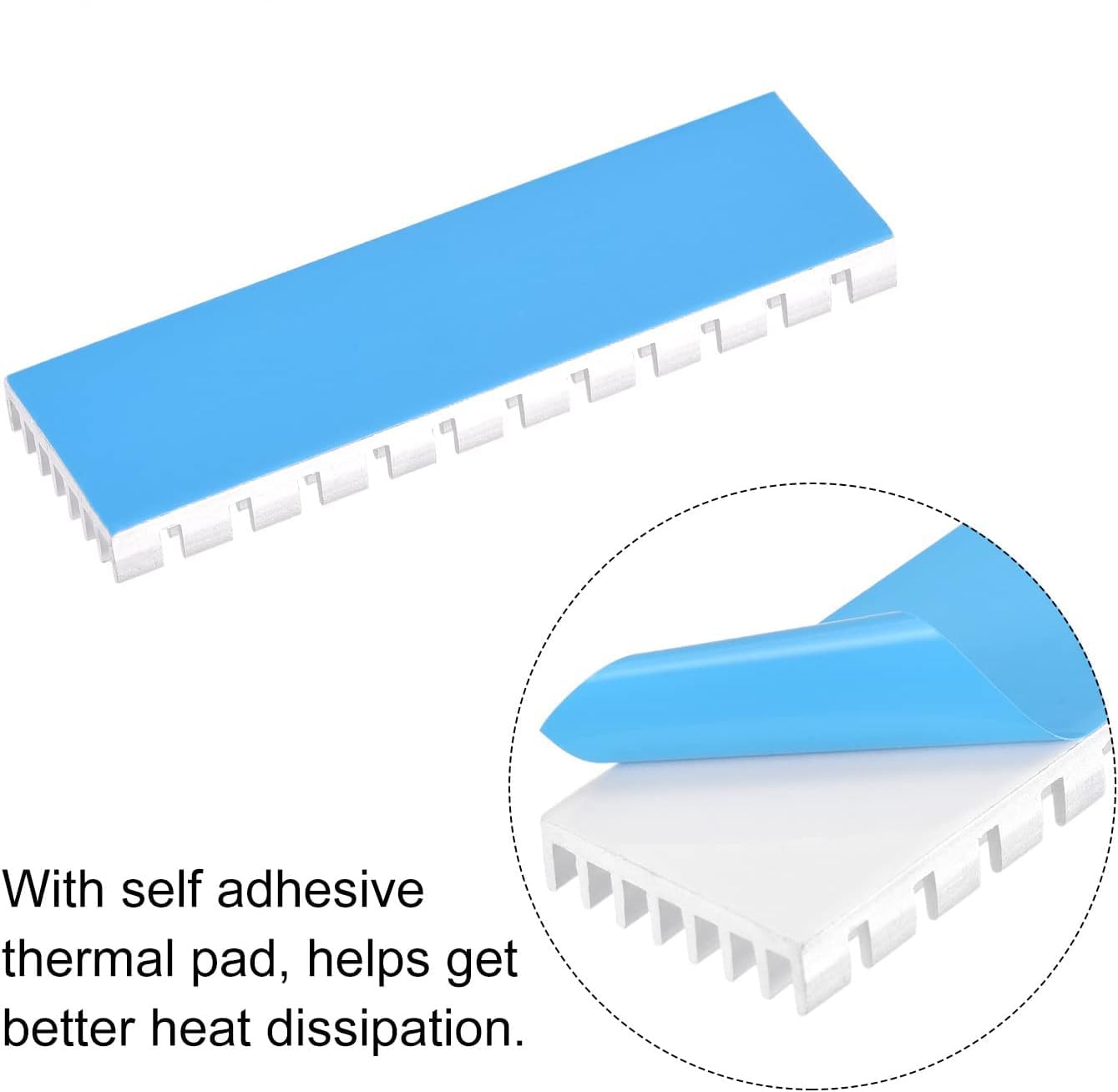 Etzin Aluminum Heat Sinks for M.2 SSD Heatsink Cooling Radiator, PCIE M.2 SSD Cooling Fin for Laptop Computer Silicone Heat Dissipation Pads + Accessories Included (Pack-of-1, Silver)