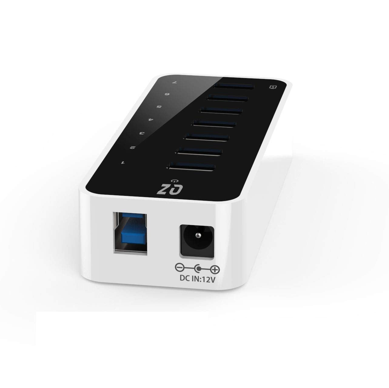 [7 Ports, 12V 3A 36W Power] QZ Active Powered USB Hub, 7 Port USB Hub with 12V 3A 36W Power Adapter, USB 3.1 Gen 1