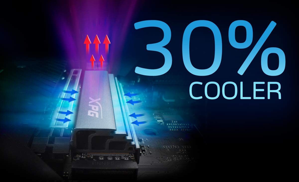 XPG ADTA GAMMIX S70 1TB M.2 2280 PCIe Gen4 x4 NVMe 1.4 Internal SSD Solid State Drive, Speed Up to 7400 MB/s of Read and / 5500 MB/s of Write - AGAMMIXS70-1T-C