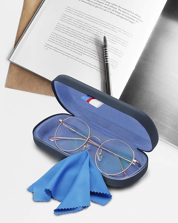 Styzere Unisex Hard Shell Protective Case for Eyewear Spectacles Eyeglasses (Blue 1 Set)