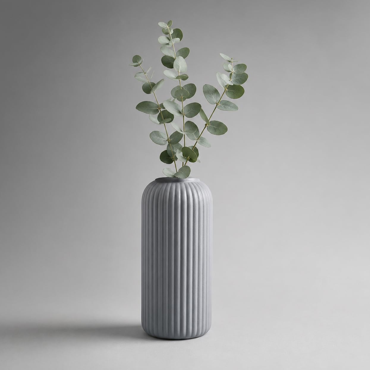 Yellow Ribbed Ceramic Flower Vase 6 Inch Matte Pampas Grass & Dried Flower Vase for Home & Office Table Decor Decorative Centerpiece Gift – Vase Only