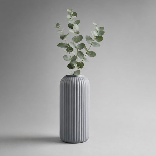 Grey Ribbed Ceramic Flower Vase 6 Inch Matte Pampas Grass & Dried Flower Vase for Home & Office Table Decor Decorative Centerpiece Gift – Vase Only (Copy)