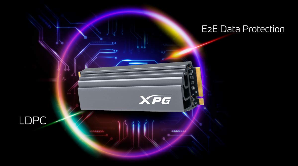 XPG ADTA GAMMIX S70 1TB M.2 2280 PCIe Gen4 x4 NVMe 1.4 Internal SSD Solid State Drive, Speed Up to 7400 MB/s of Read and / 5500 MB/s of Write - AGAMMIXS70-1T-C