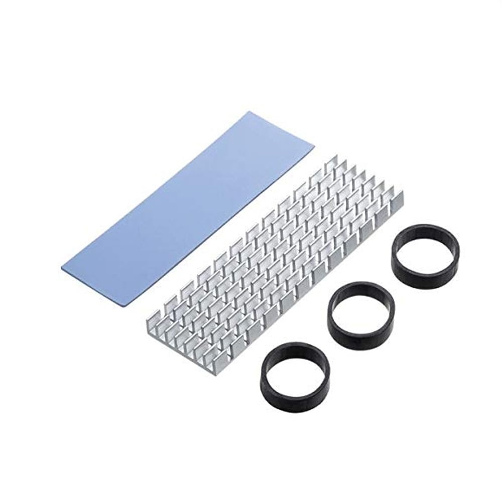 Etzin Aluminum Heat Sinks for M.2 SSD Heatsink Cooling Radiator, PCIE M.2 SSD Cooling Fin for Laptop Computer Silicone Heat Dissipation Pads + Accessories Included (Pack-of-1, Silver)