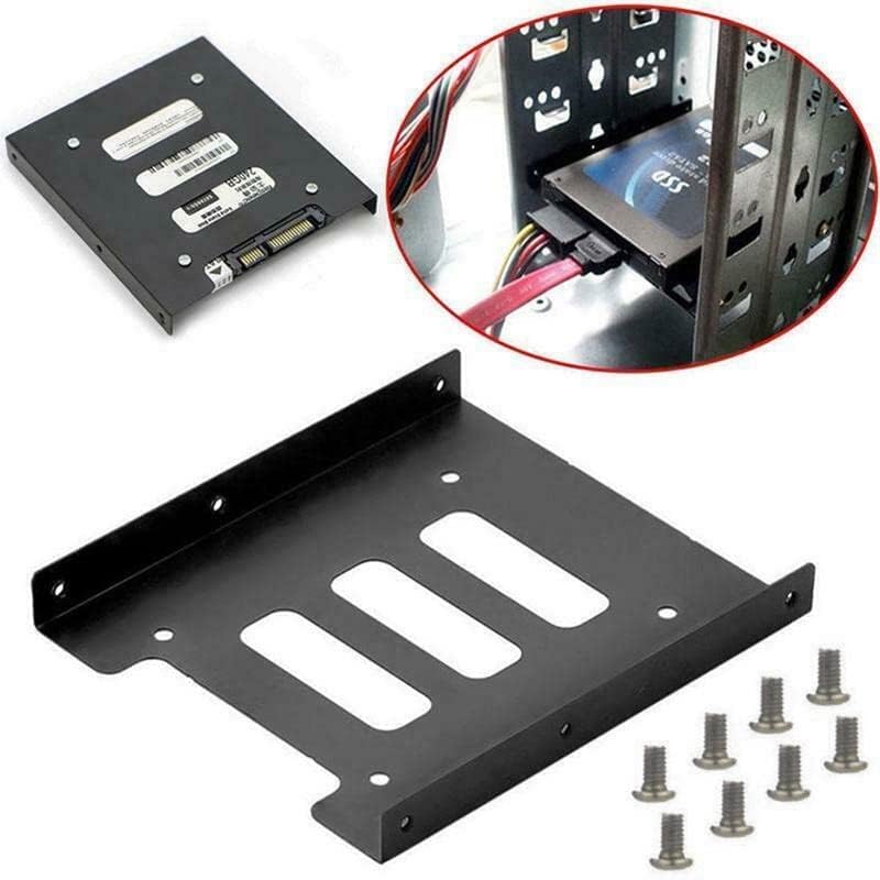 1Goal 2.5" to 3.5" Bay SSD/HDD Hard Disk Drive Internal Hard Drive Holder Metal Mounting Tray Bracket Adapter Kit - Black