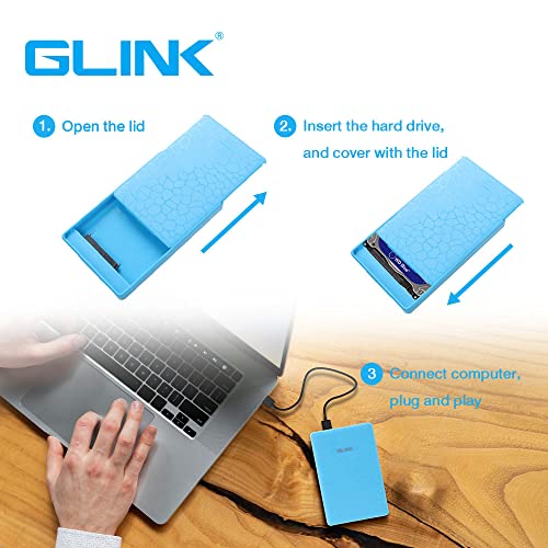GLink GHD009-2.5" USB 3.0 Premium External HDD Enclosure Case Cover for SATA SSD HDD for Laptop Hard Disks | High Speed USB 3.0 Upto 5 GBPS | Supports 6TB | Tool Free Installation | Black