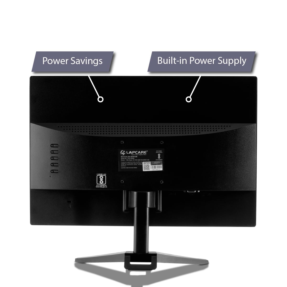 Lapcare LED Monitor LM21WHD – 20’’(50.8CM) with 1600 x 900 HD Quality & VGA+HDMI Ports | PC Input | Plug & Play | Slim & Power Saver (3Year Warranty)