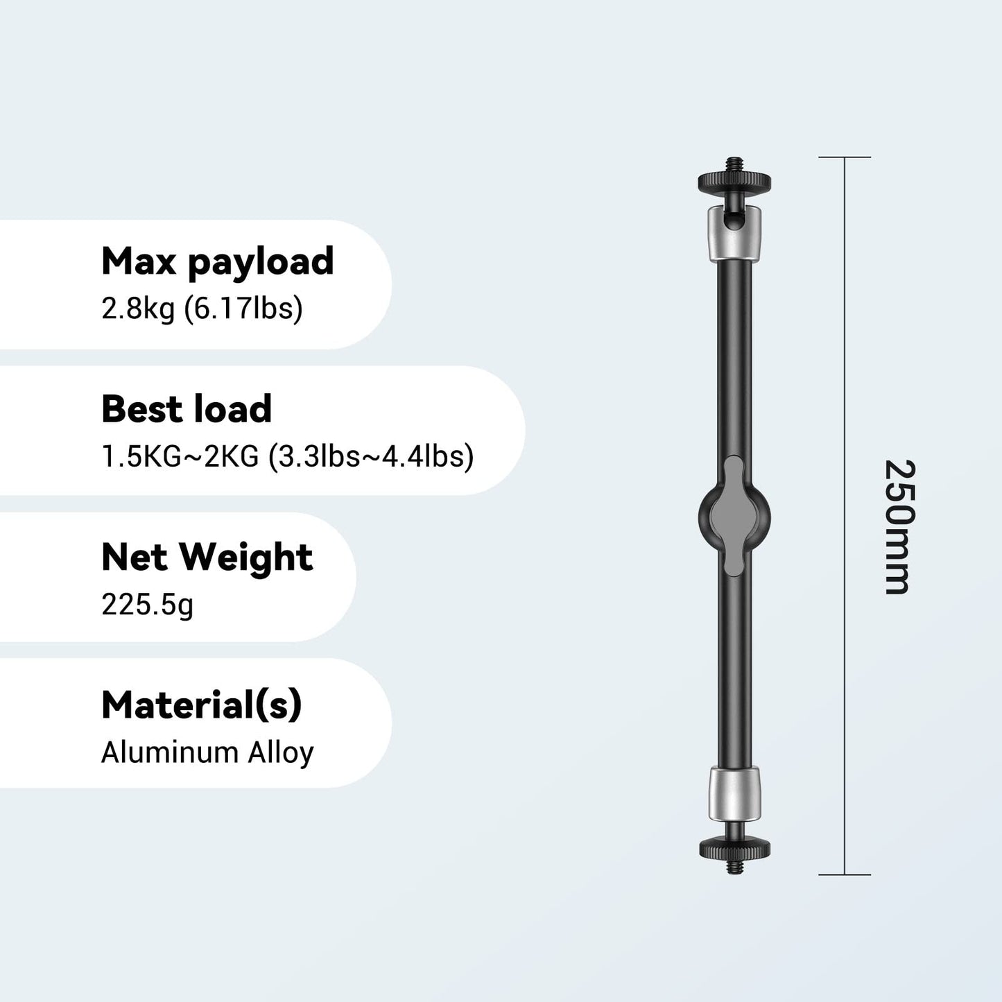 SMALLRIG 9.8 inch Adjustable Power Articulating Magic Arm with Both 1/4" Thread Screw for LCD Monitor/LED Lights-2066B