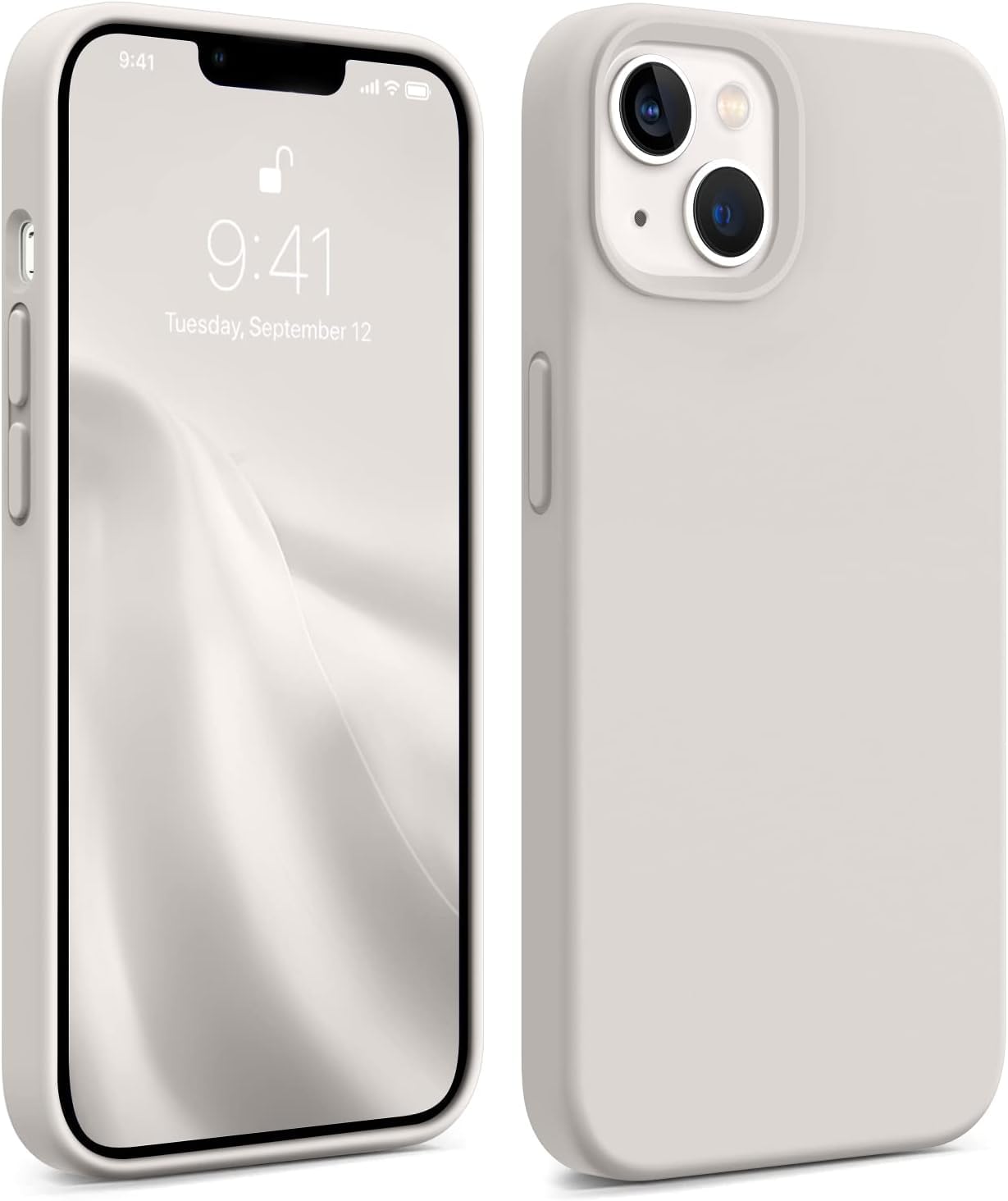LOXXO® Microfiber Candy Case Compatible for iPhone 13 / iPhone 14 6.1 Inch Shockproof Slim Back Cover Liquid Silicone Case - Off White