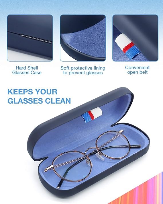 Styzere Unisex Hard Shell Protective Case for Eyewear Spectacles Eyeglasses (Blue 1 Set)