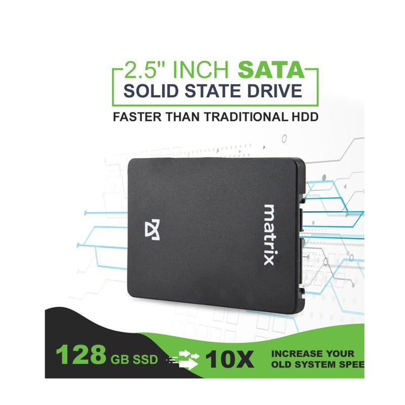 Matrix 128GB 3D NAND Flash SATA 6GB/s 2.5 Inches Internal Solid State Drive (SSD), Read Up to 550MB/s, Write Up to 500MB/s, 5 Year Warranty