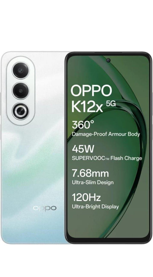 Oppo K12x 5G with 45W SUPERVOOC Charger (Breeze Blue, 128 GB) (6 GB RAM) Used