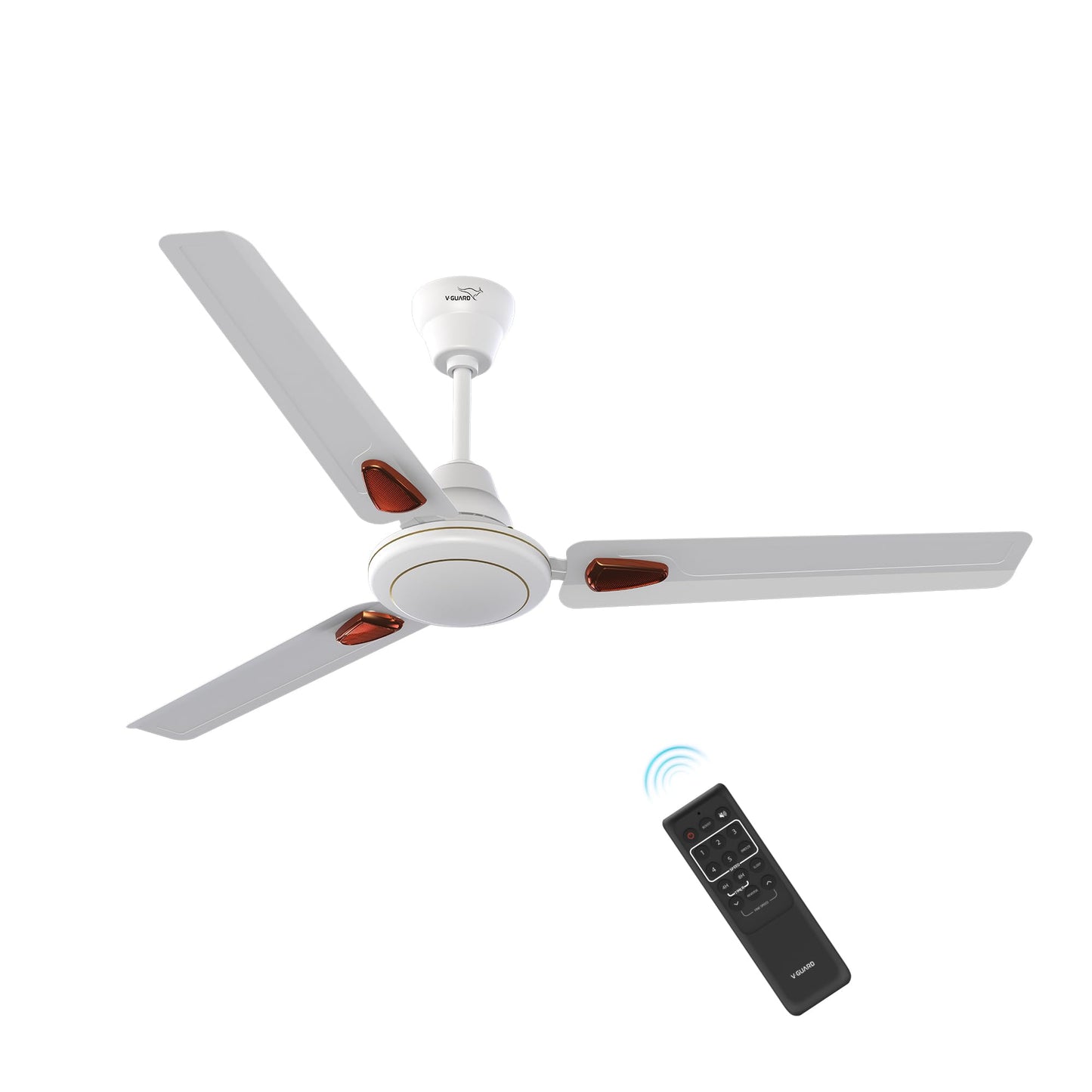 V-Guard Windle Deco BLDC Ceiling Fan for Home | 5 Star Rated Energy Efficient | Remote Control | White | 1.2 meters