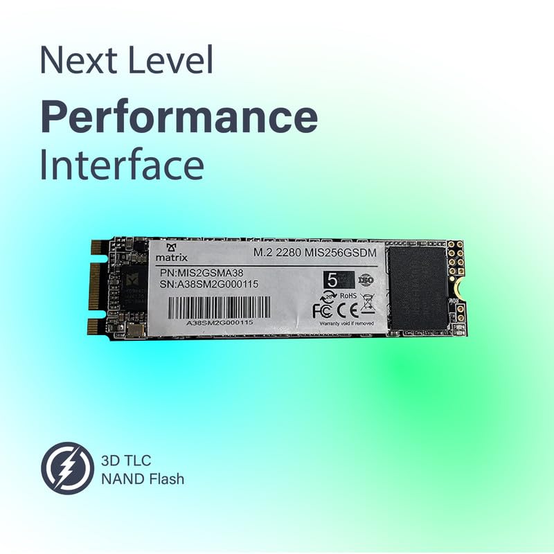 Matrix 256GB M.2 (2280) Internal Solid State Drive (SSD), Read Up to 560MB/s, Write Up to 500MB/s, 5 Year Warranty