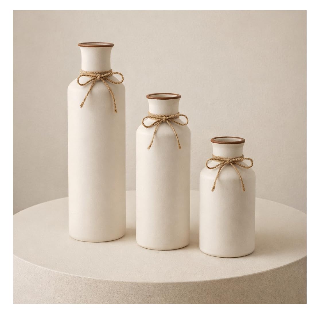 Ribbed Pipe Ceramic Vase for Flowers, Pampas Grass, or Live Plants | Decorative Home & Office Centerpiece Gift – No Flowers- (White, 6 Inch)