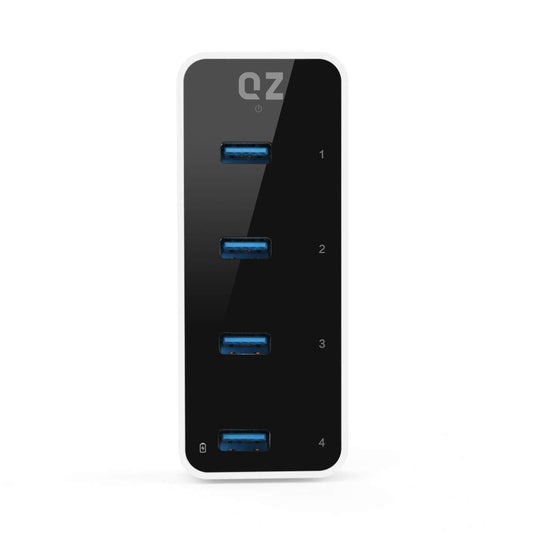 [12V 2A 24W Power] QZ Active Powered USB Hub, 4 Port USB Hub with 12V 2A 24W Power Adapter, USB 3.1 Gen 1 1