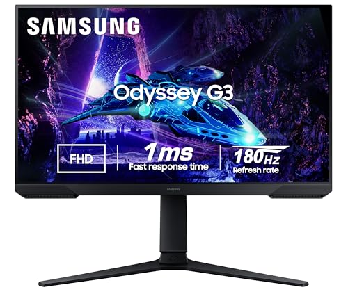 Samsung Odyssey G3 Gaming Monitor 68.5cm (27 inches), FHD 1920 X 1080, 180 Hz, 1ms(MPRT), AMD Freesync, DP, HDMI, Height, Tilt, Pivot Adjust Stand, Bezel-Less, Eye-Saver (LS27DG300EWXXL, Black)