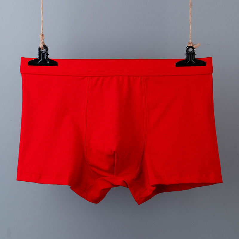 Men's cotton underwear plus size fat guy boxers breathable 3D seamless sexy youth cotton red boxers
