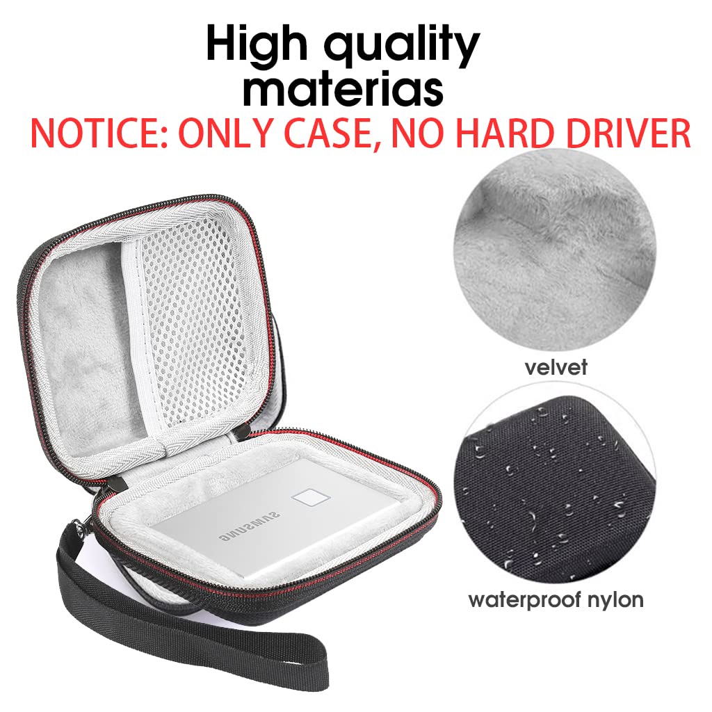 ZORBES Storage Bag For Samsung T7/T7 Touch Portable Ssd,Shockproof Travel Organizer Storage Case With Handstrap For Samsung T7/T7 Touch 500Gb 1Tb 2Tb Usb 3.2 External SSD (Only Bag),Black