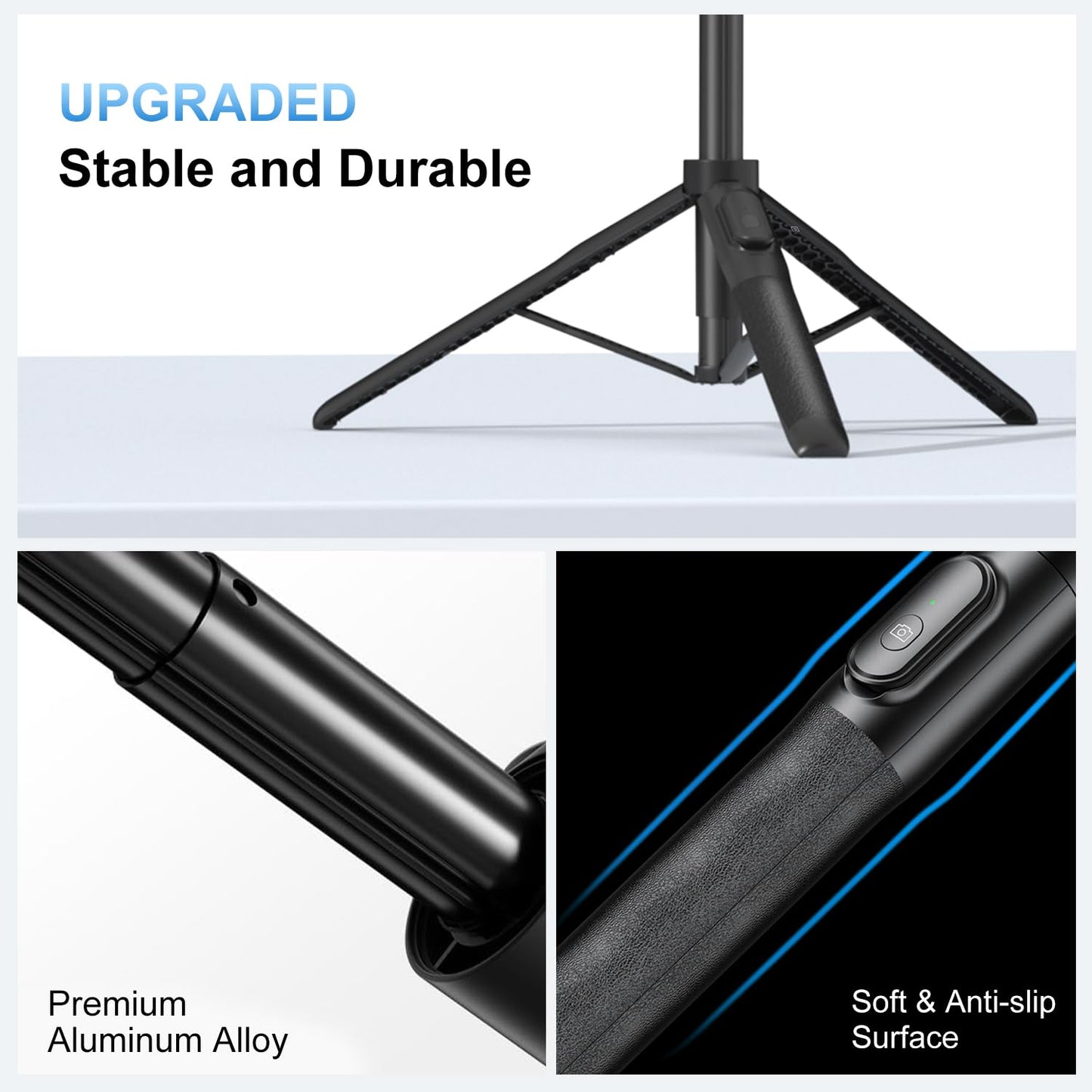 Mobilife 64" Multi-Function Selfie Stick Tripod Long Selfie Stick for iPhone&Android Multiple Mount for Camera Gopro Fill Light Aluminum Portable Mobile Tripod with Bluetooth Remote,Black