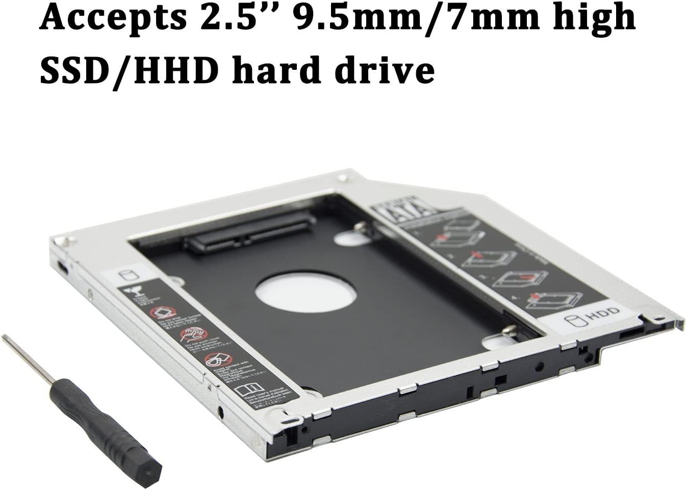 SKYCELL Caddy for SSD & HDD for Optical Bay 2nd Hard Drive Caddy, Caddy 9.5mm for Laptop