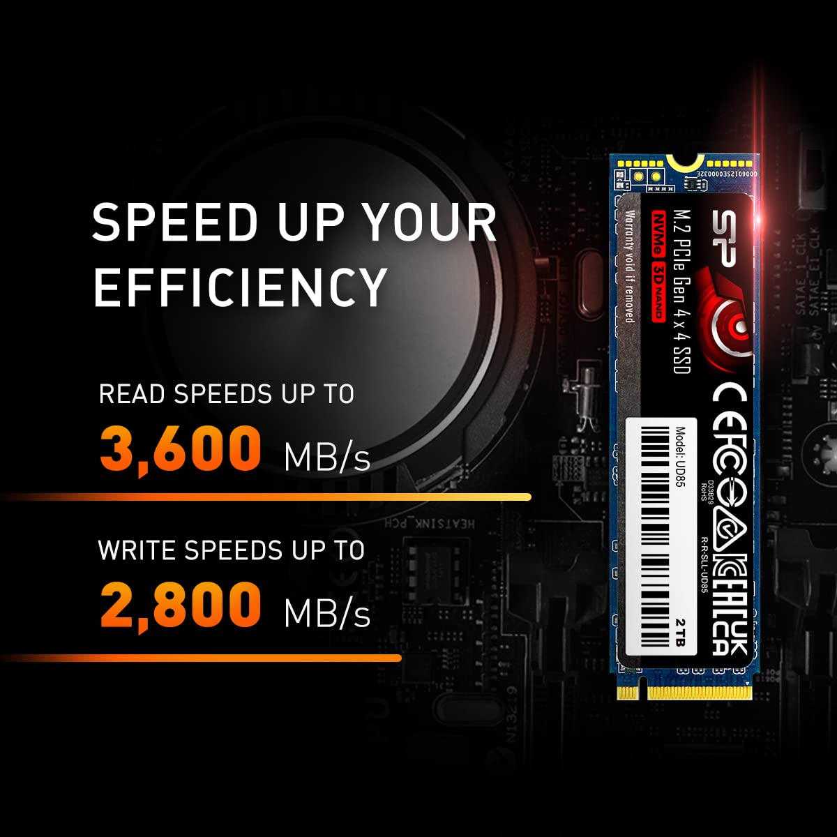 SP Silicon Power Ud85 500Gb Nvme Pcie 4.0 M.2 Ssd, Up to 3600Mb/S, 3D Nand M.2 2280 Pcie Gen4X4 Internal Solid State Drive for Desktop Laptop Pc Computer