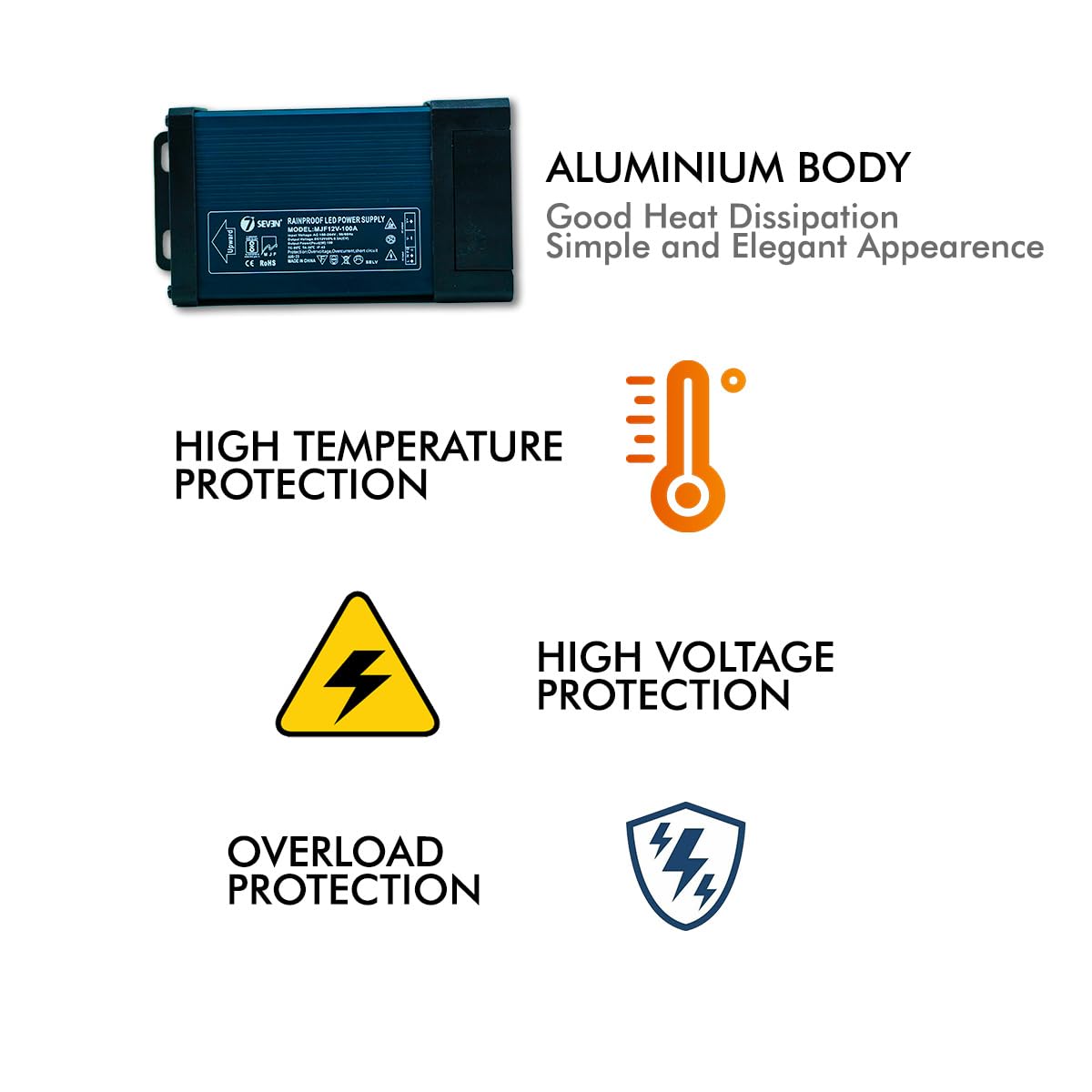 7SEVEN® SMPS 12v 100w Power Supply Weather Proof Rainproof Suitable for LeD Signage, Strip Light, Decorate Lite, Surveillance CCTV Camera & Industrial Automation Machine and Much More