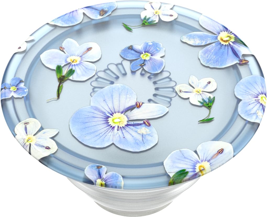PopSockets Plant-Based Phone Grip with Expanding Kickstand, PopSockets for Phone - Translucent Blue Fields