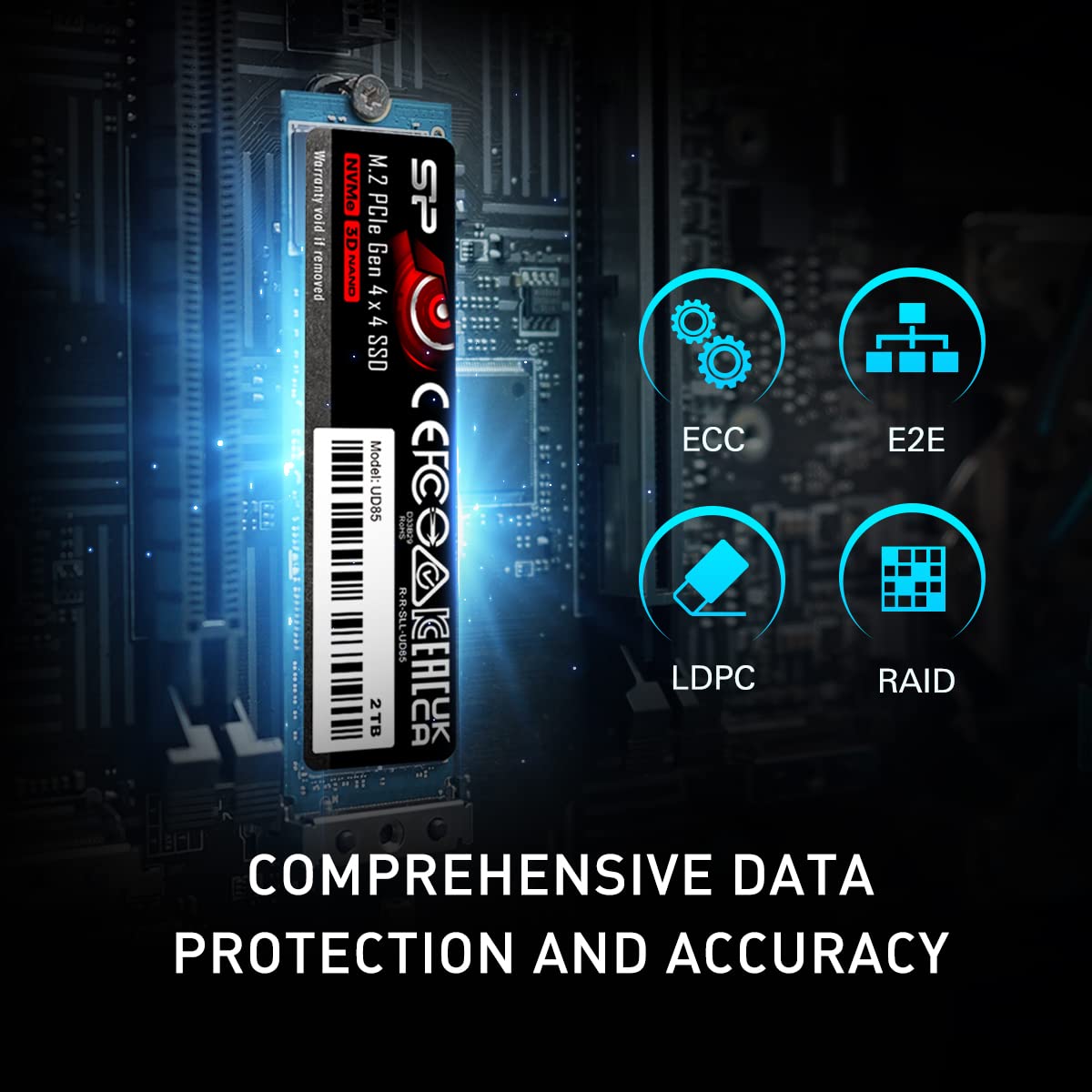 SP Silicon Power Ud85 500Gb Nvme Pcie 4.0 M.2 Ssd, Up to 3600Mb/S, 3D Nand M.2 2280 Pcie Gen4X4 Internal Solid State Drive for Desktop Laptop Pc Computer