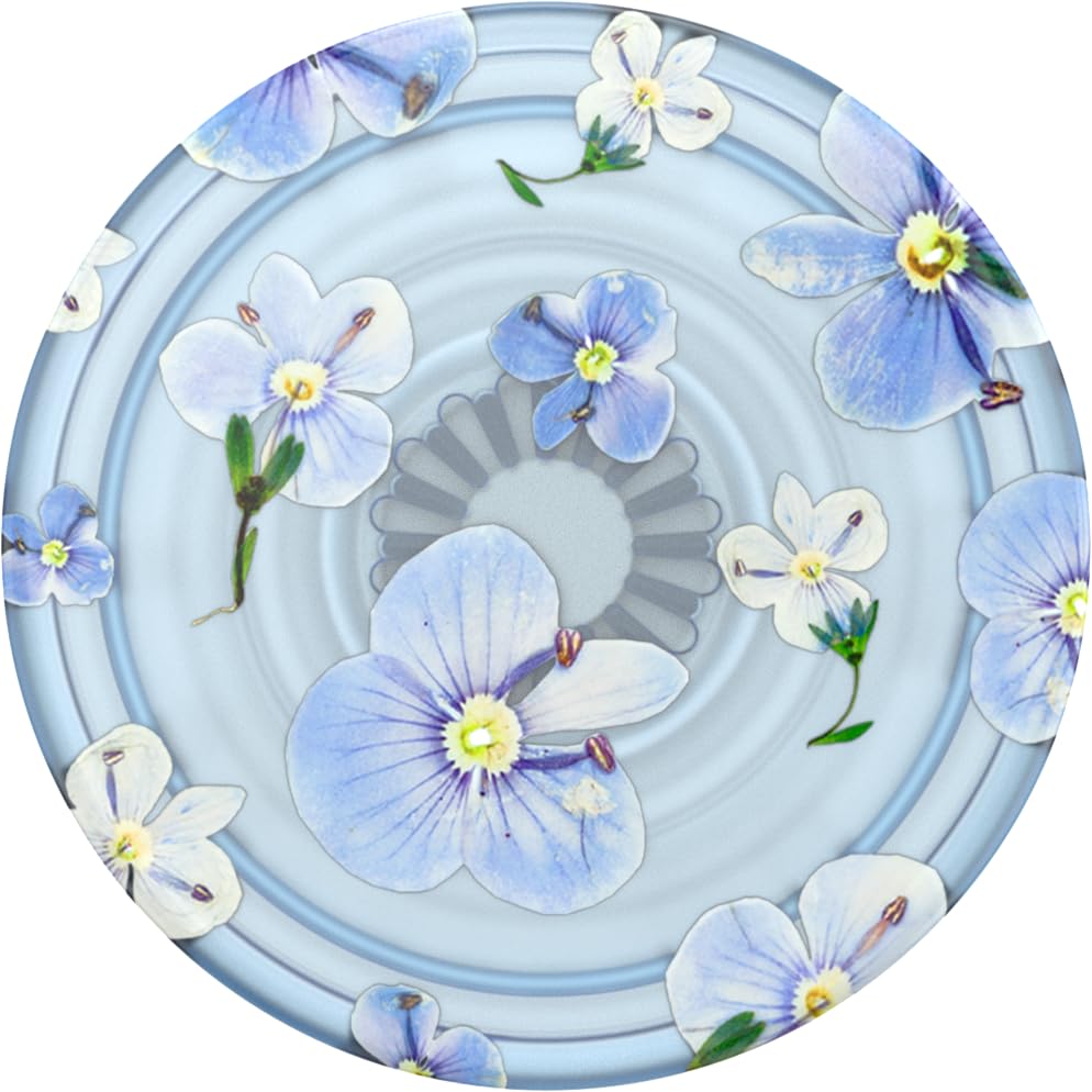 PopSockets Plant-Based Phone Grip with Expanding Kickstand, PopSockets for Phone - Translucent Blue Fields