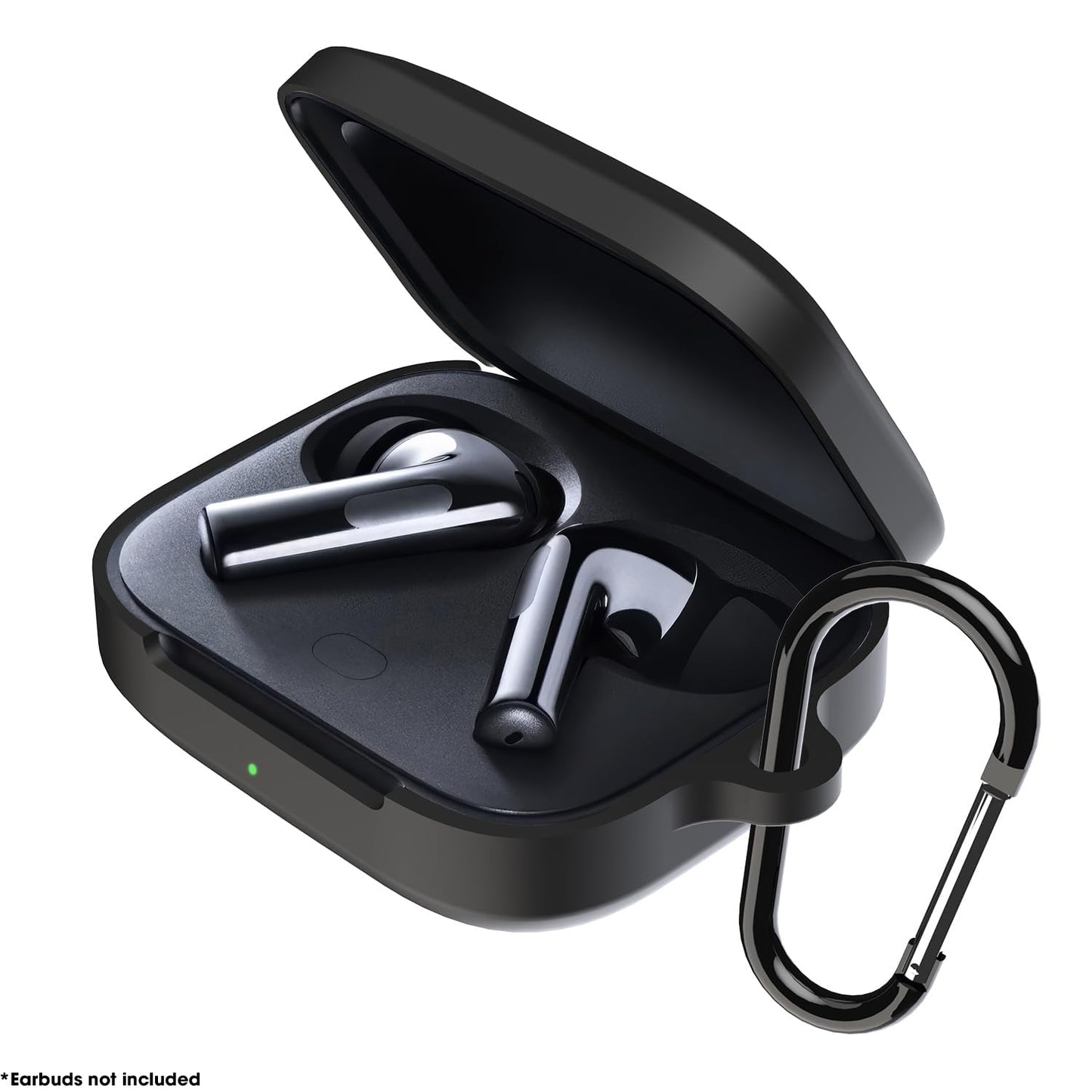 Sounce Earphone Case Cover Compatible for OnePlus Buds 3, Soft Silicone Skin Case Cover Shock-Absorbing Protective Case with Keychain [Front LED Visible] - Black