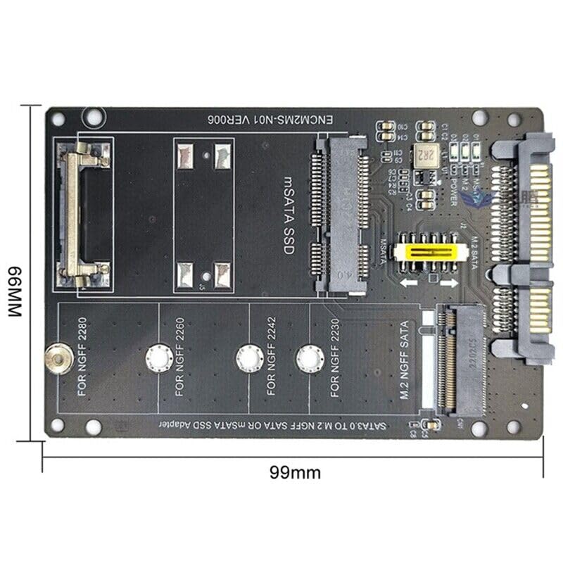 ETZIN NGFF M.2 to SATA Converter Adapter, SATA M.2 + MSATA SSD to SATA Hard Drive Adapter Card for Computer, Supports M.2 modules in 2280, 2260, 2242 and 2230 formats-EPL-423HS.