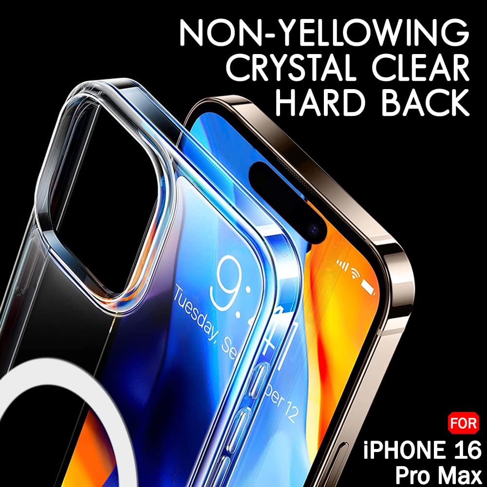 TheGiftKart Ultra-Hybrid Back Case Cover for iPhone 16 Pro Max Compatible with MagSafe | Camera Protection | Hard Crystal Clear Back | Shockproof Bumper Case Cover for iPhone 16 Pro Max (Transparent)