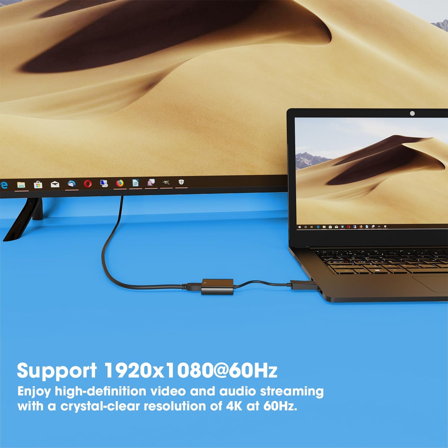 Sounce Display Port to HDMI Adapter, 1080p Display Port DP to HDMI Cable Male to Female Port Support Video & Audio Compatible with Computer, PC, Monitor, Projector, HDTV (Not Bidirectional)
